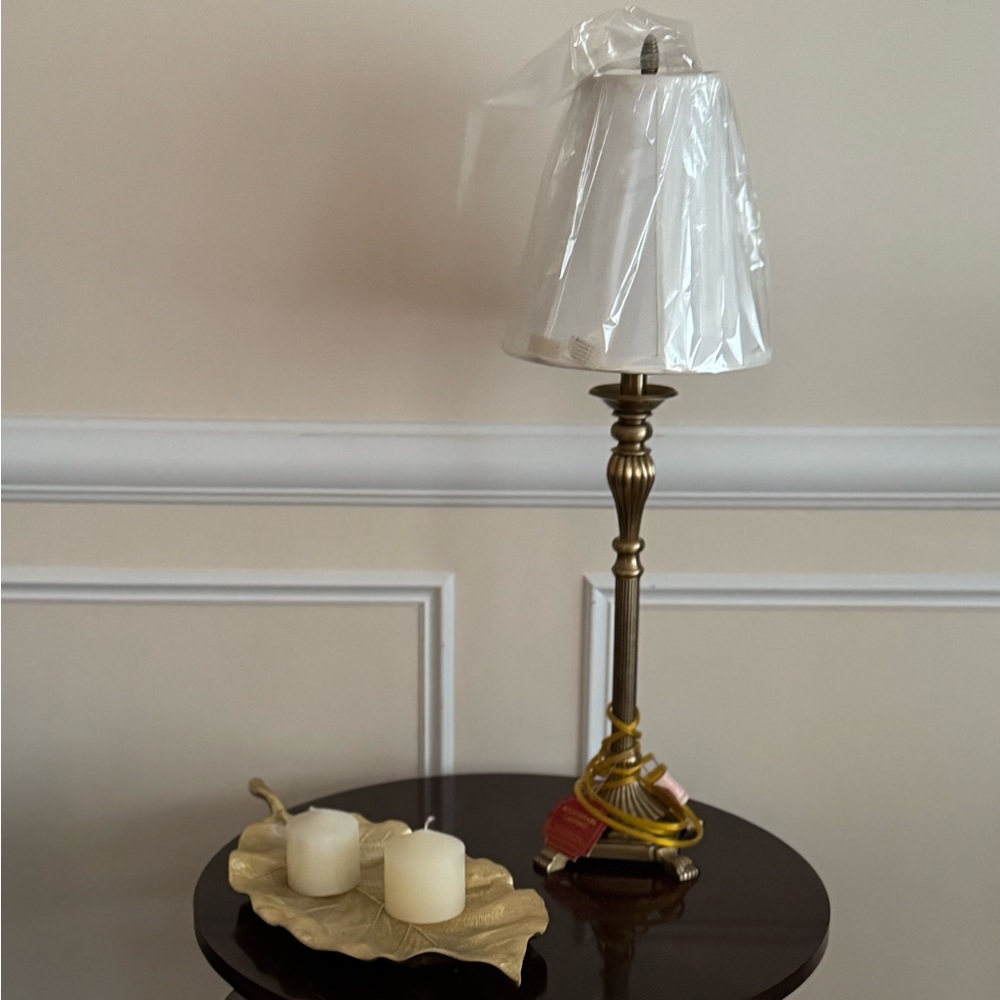 Elegant Gold Lamp with White Shade